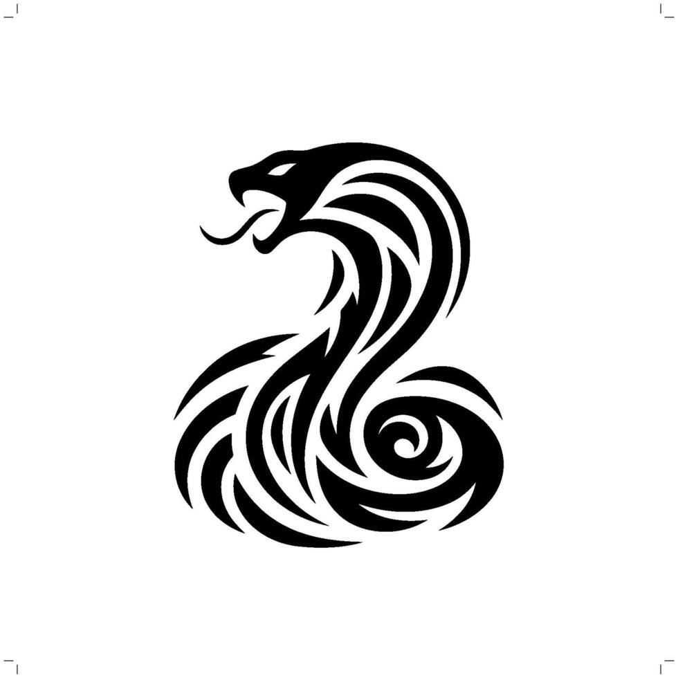 cobra dans moderne tribal tatouage, abstrait ligne art de animaux, minimaliste contour. vecteur