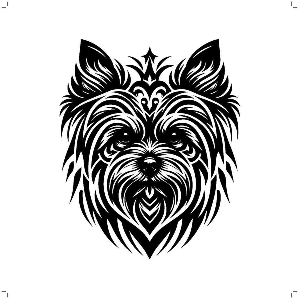 Yorkshire terrier chien dans moderne tribal tatouage, abstrait ligne art de animaux, minimaliste contour. vecteur