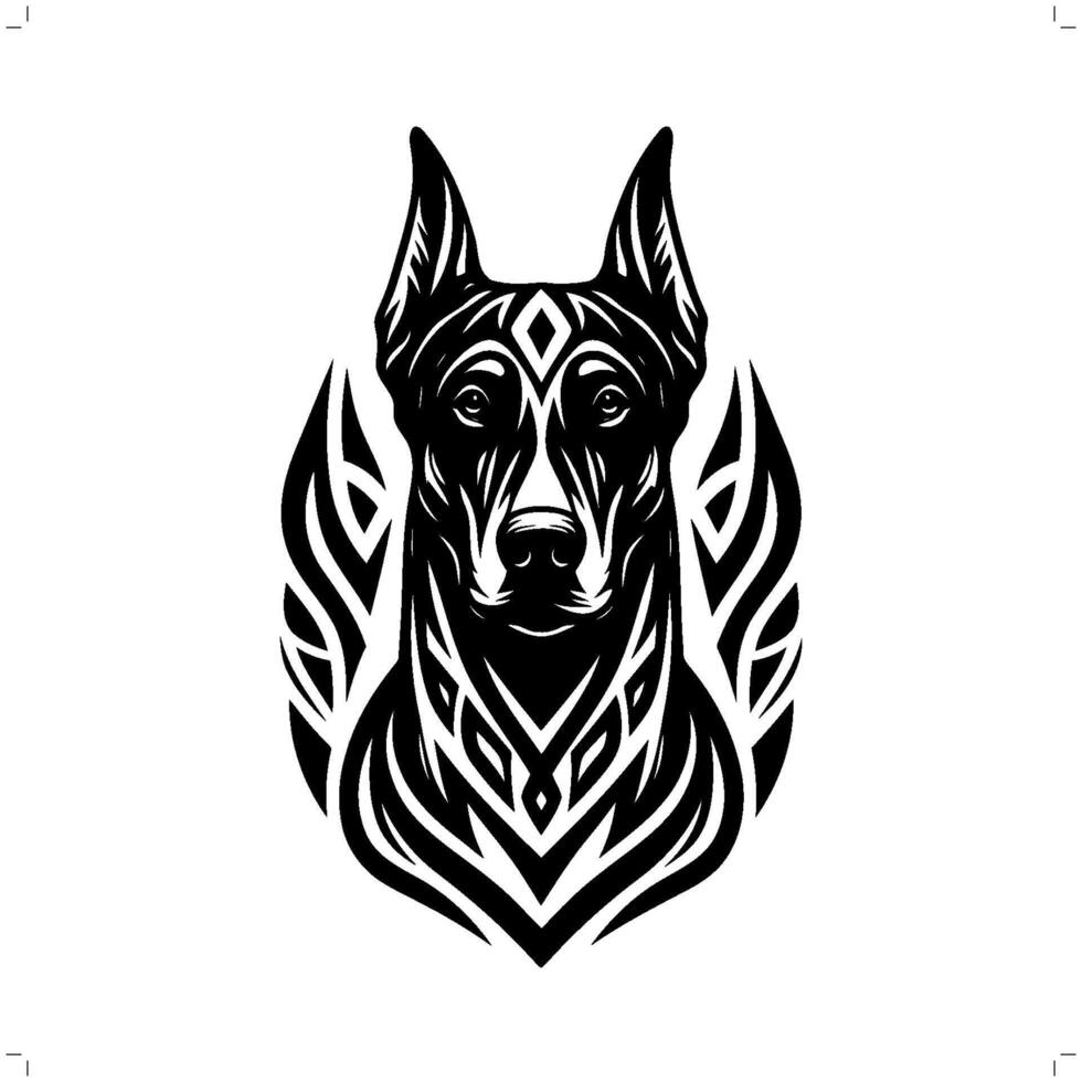 doberman chien dans moderne tribal tatouage, abstrait ligne art de animaux, minimaliste contour. vecteur