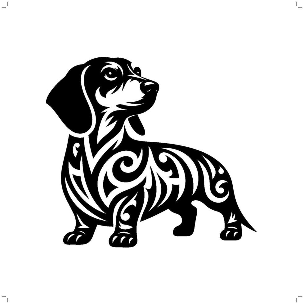 teckel chien dans moderne tribal tatouage, abstrait ligne art de animaux, minimaliste contour. vecteur