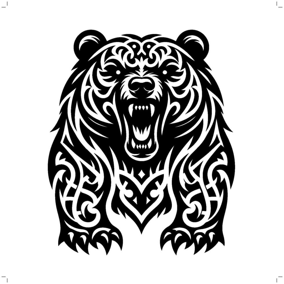 grisonnant ours dans moderne tribal tatouage, abstrait ligne art de animaux, minimaliste contour. vecteur