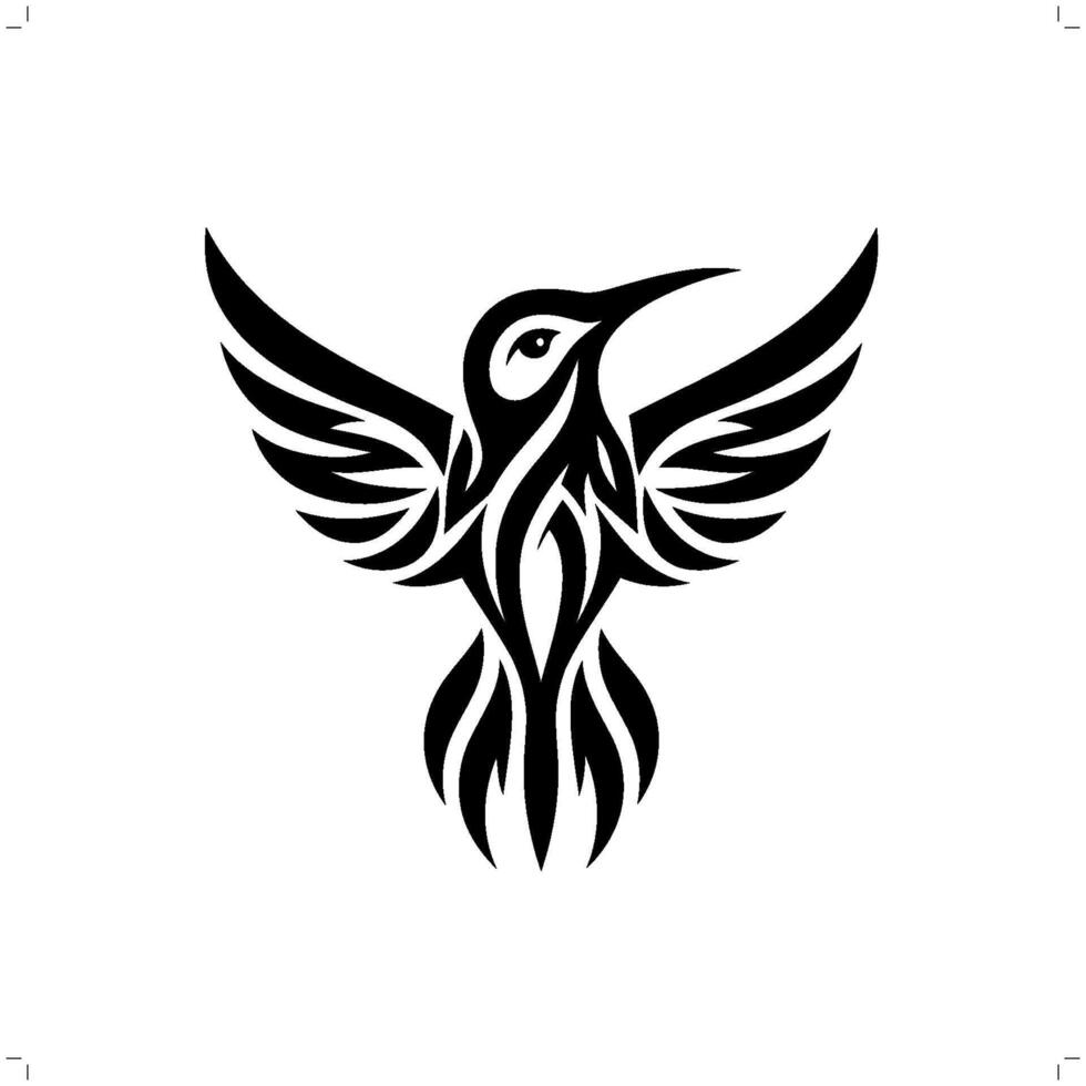 colibri dans moderne tribal tatouage, abstrait ligne art de animaux, minimaliste contour. vecteur