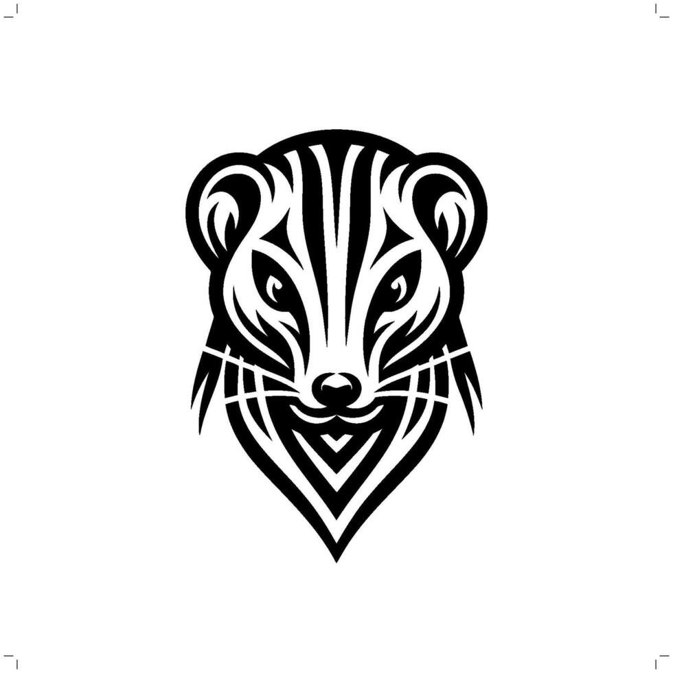belette dans moderne tribal tatouage, abstrait ligne art de animaux, minimaliste contour. vecteur