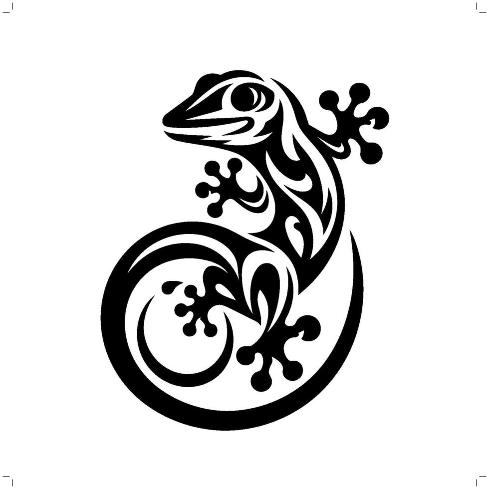 gecko dans moderne tribal tatouage, abstrait ligne art de animaux, minimaliste contour. vecteur