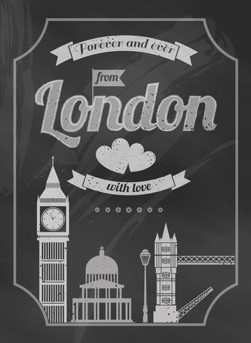 Affiche rétro de tableau Love London vecteur