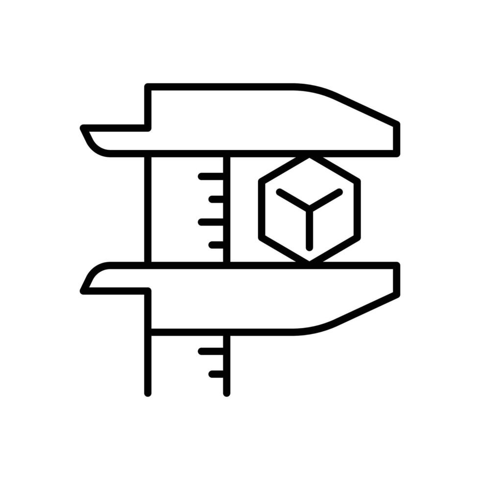 produit des mesures icône. Facile contour style. vernier étrier, jauge, mesure, acier, métal, construction, ingénierie concept. mince ligne symbole. isolé. vecteur