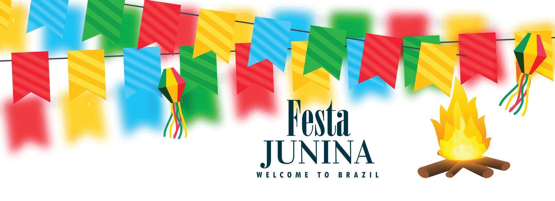 coloré festa Junina fête bannière avec feu conception vecteur