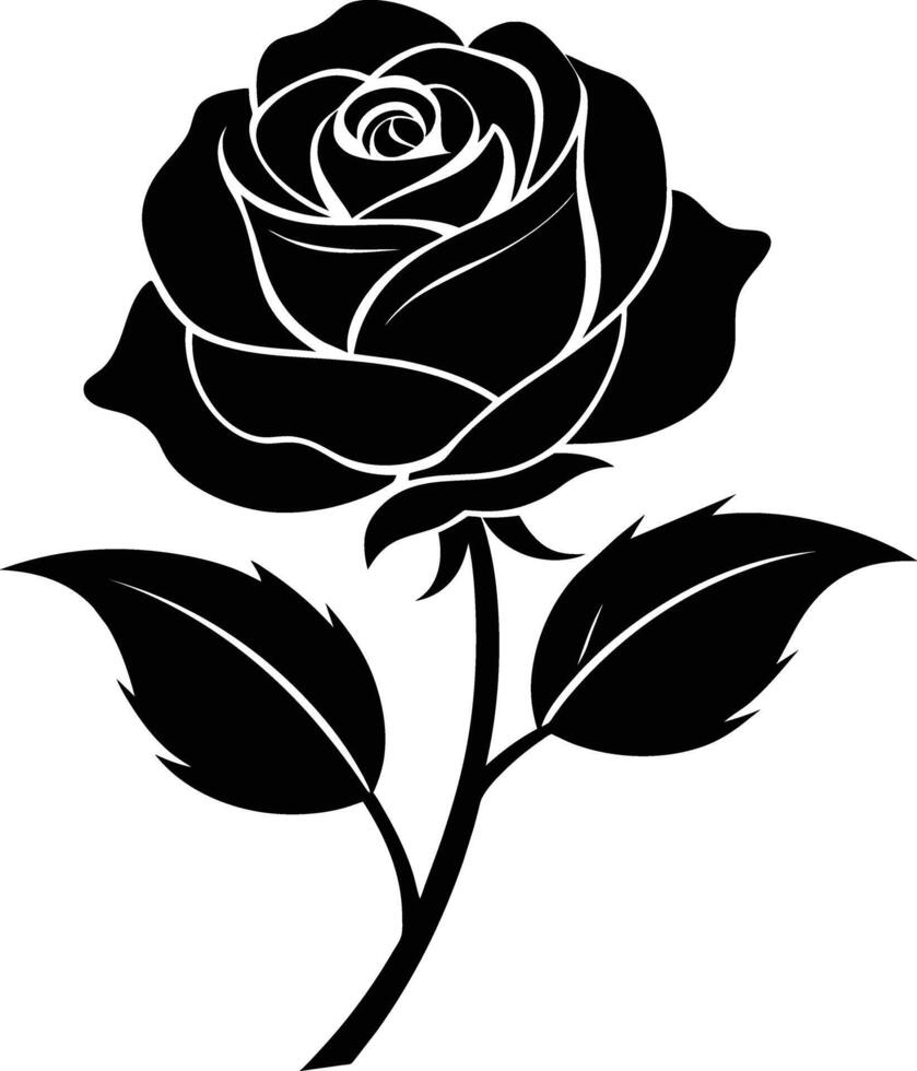 épanouissement dans ombres une gracieux silhouette de Rose vecteur