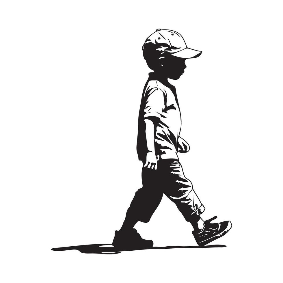 enfant silhouette en marchant sur blanc Contexte vecteur