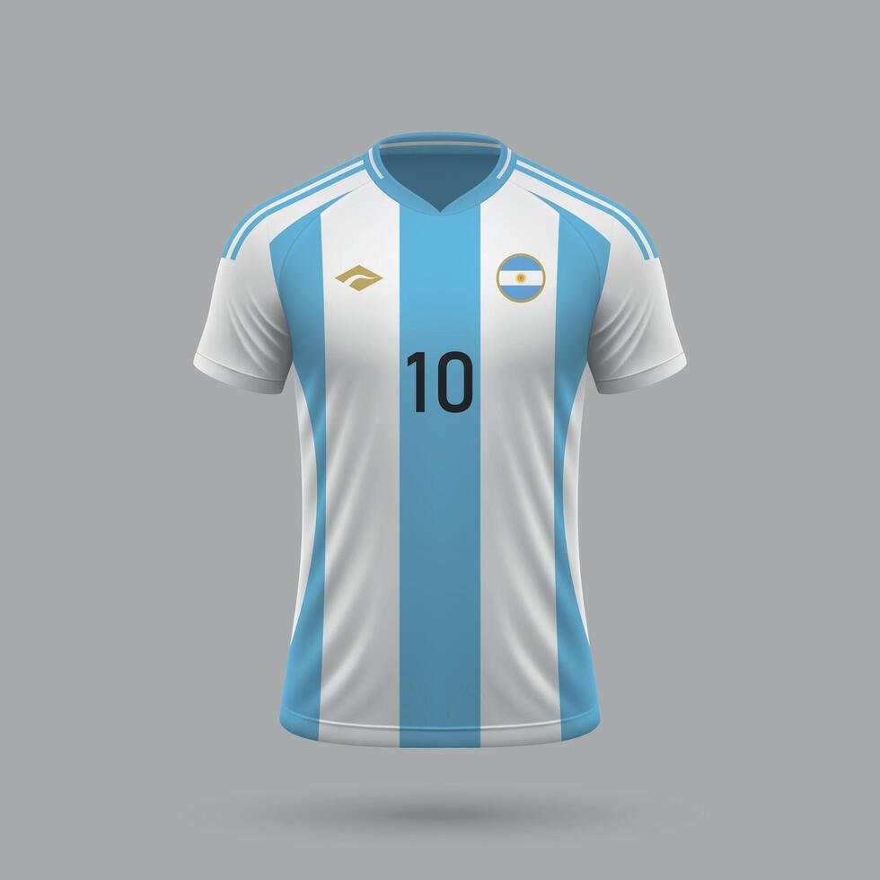 3d réaliste football Jersey Argentine nationale équipe 2024 vecteur