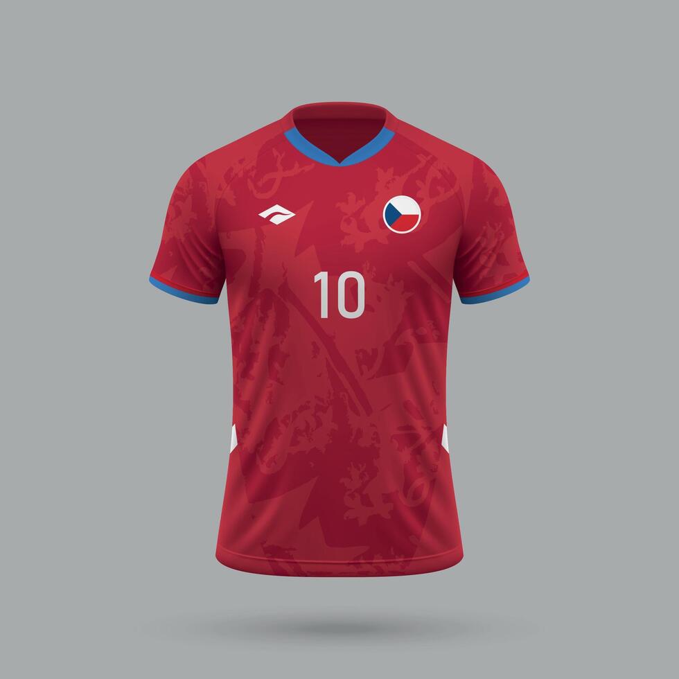 3d réaliste football Jersey tchèque république nationale équipe 2024 vecteur