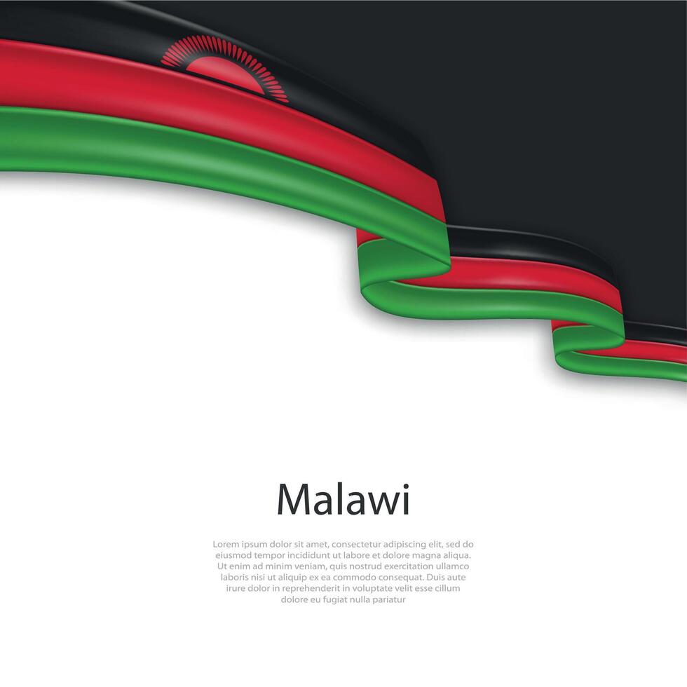 agitant ruban avec drapeau de Malawi vecteur