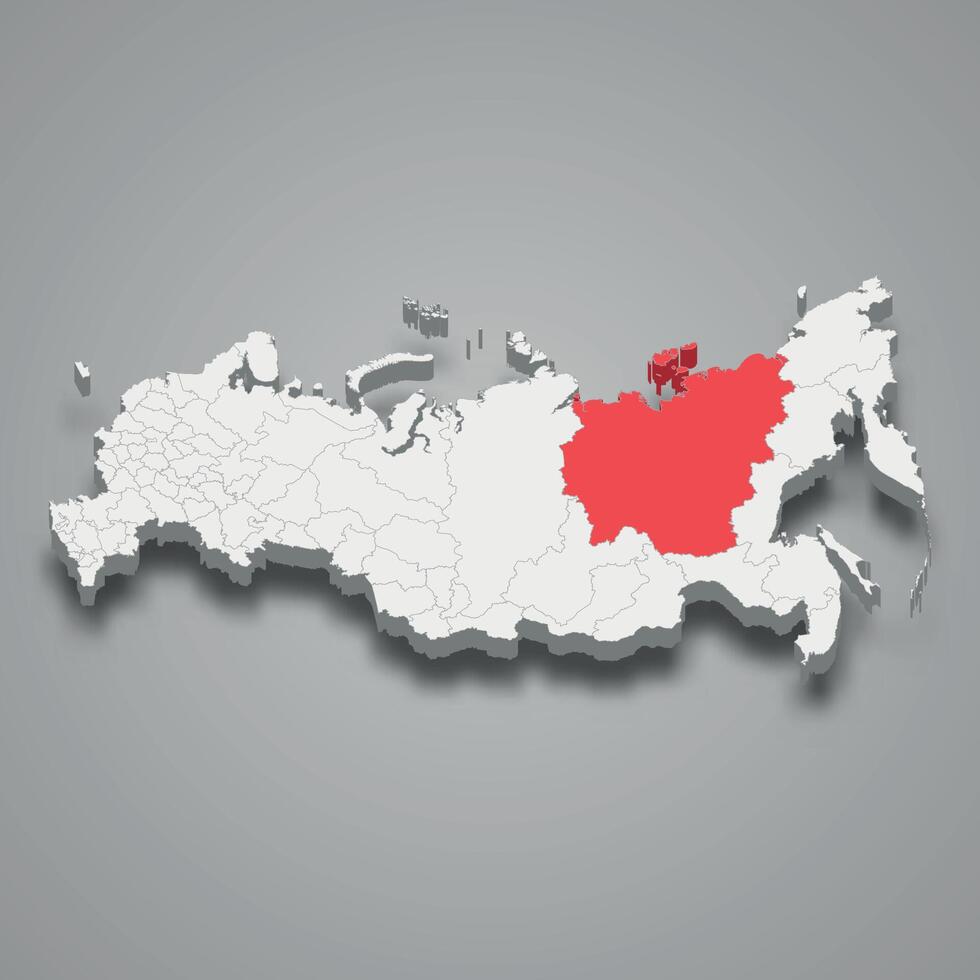 sakha yakoutie Région emplacement dans Russie 3d carte vecteur