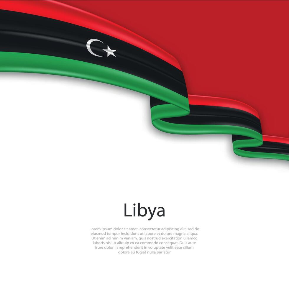 agitant ruban avec drapeau de Libye vecteur
