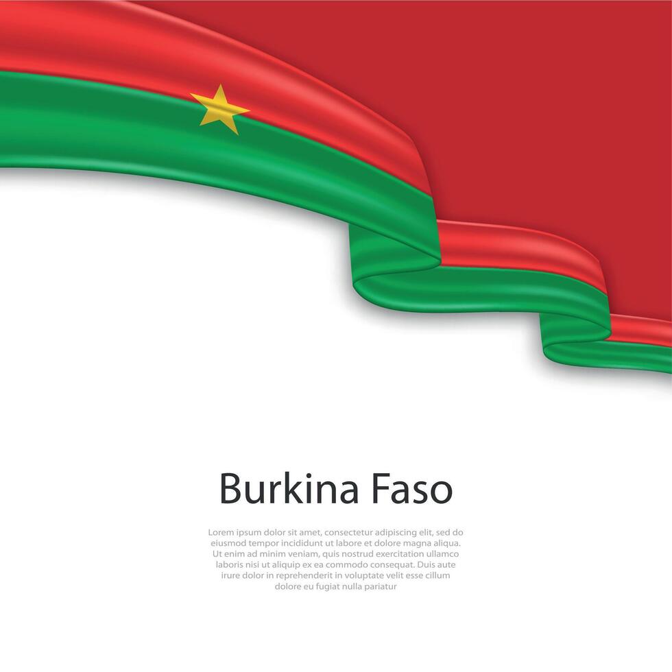 agitant ruban avec drapeau de burkina faso vecteur