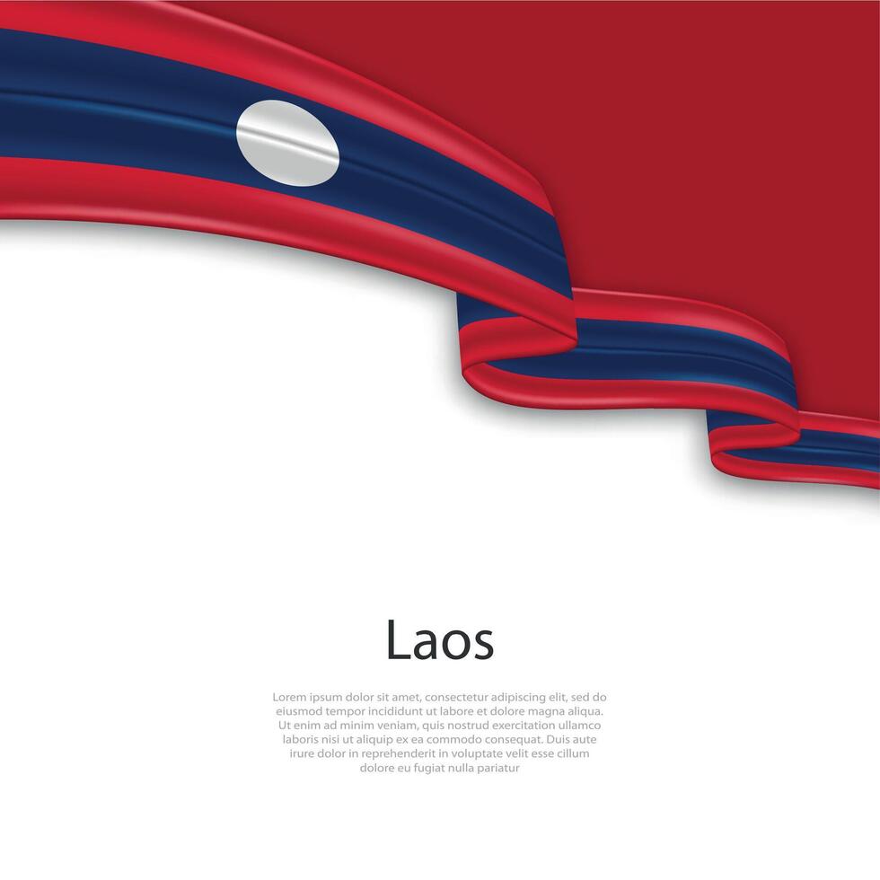 agitant ruban avec drapeau de Laos vecteur