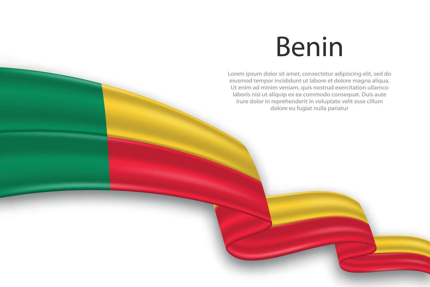 abstrait ondulé drapeau de Bénin sur blanc Contexte vecteur