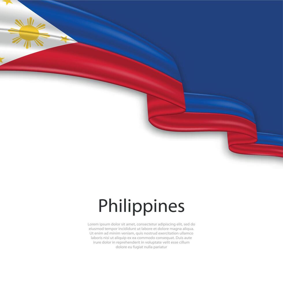 agitant ruban avec drapeau de philippines vecteur