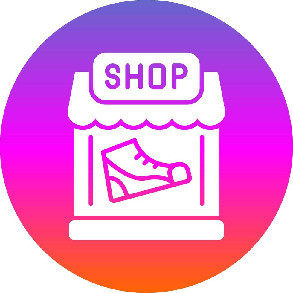 chaussure magasin glyphe pente cercle icône conception vecteur