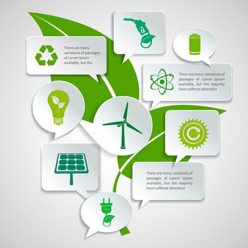 Infographie de bulles de papier écologie et énergie vecteur