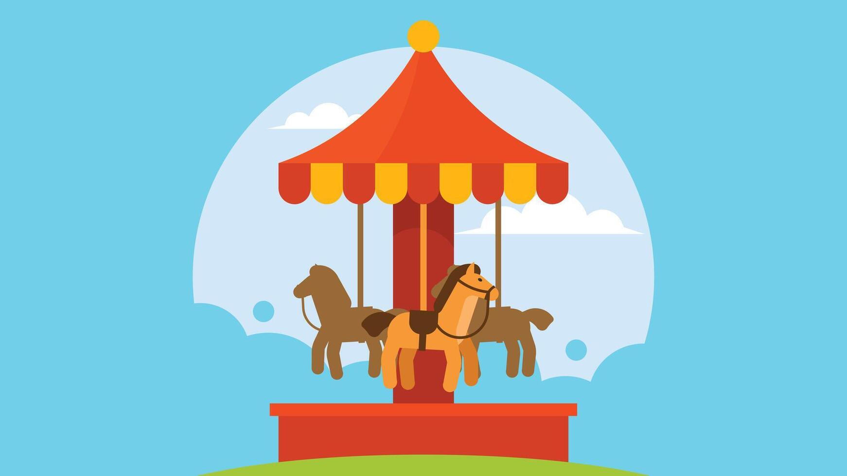 amusement parc électrique carrousel cheval jouet vecteur