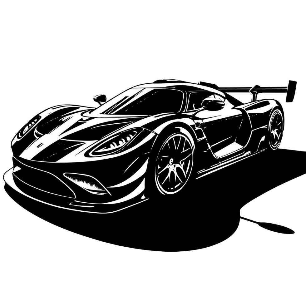 noir et blanc illustration de une hypercar des sports voiture vecteur