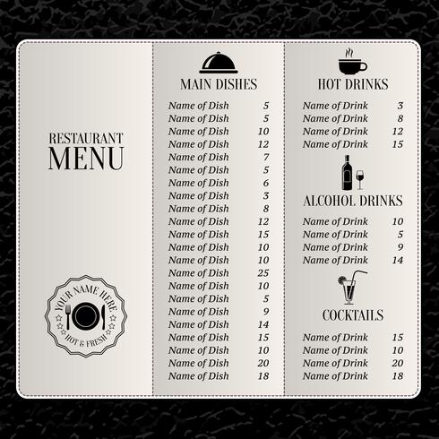 Modèle de menu de restaurant vecteur