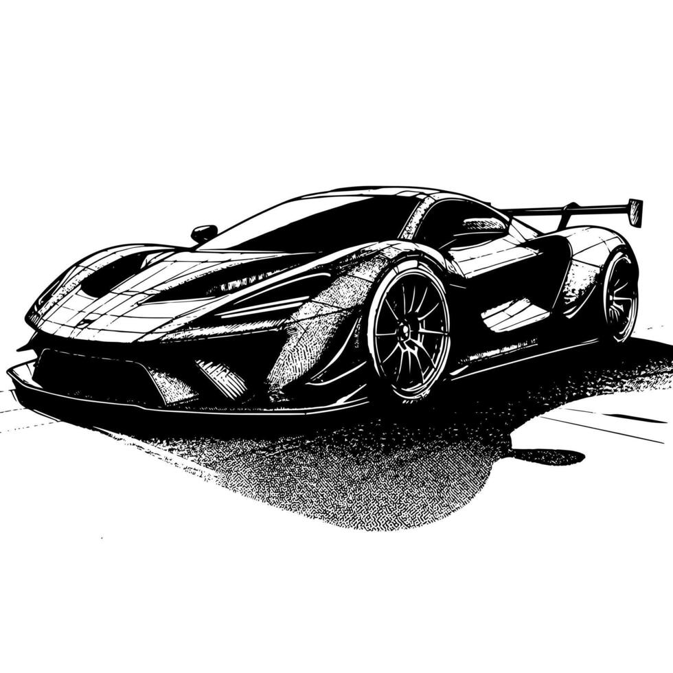 noir et blanc illustration de une hypercar des sports voiture vecteur