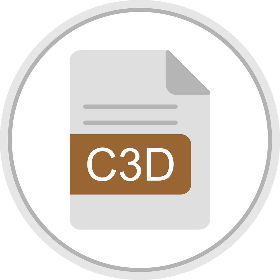 c3d fichier format plat cercle icône vecteur