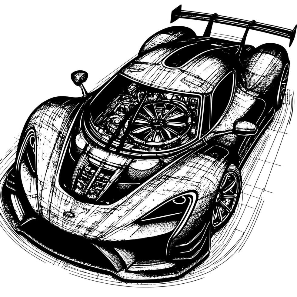 noir et blanc illustration de une hypercar des sports voiture vecteur