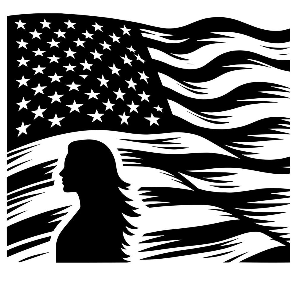 noir et blanc illustration de le Etats-Unis drapeau vecteur