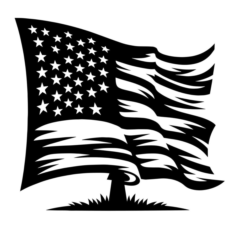 noir et blanc illustration de le Etats-Unis drapeau vecteur