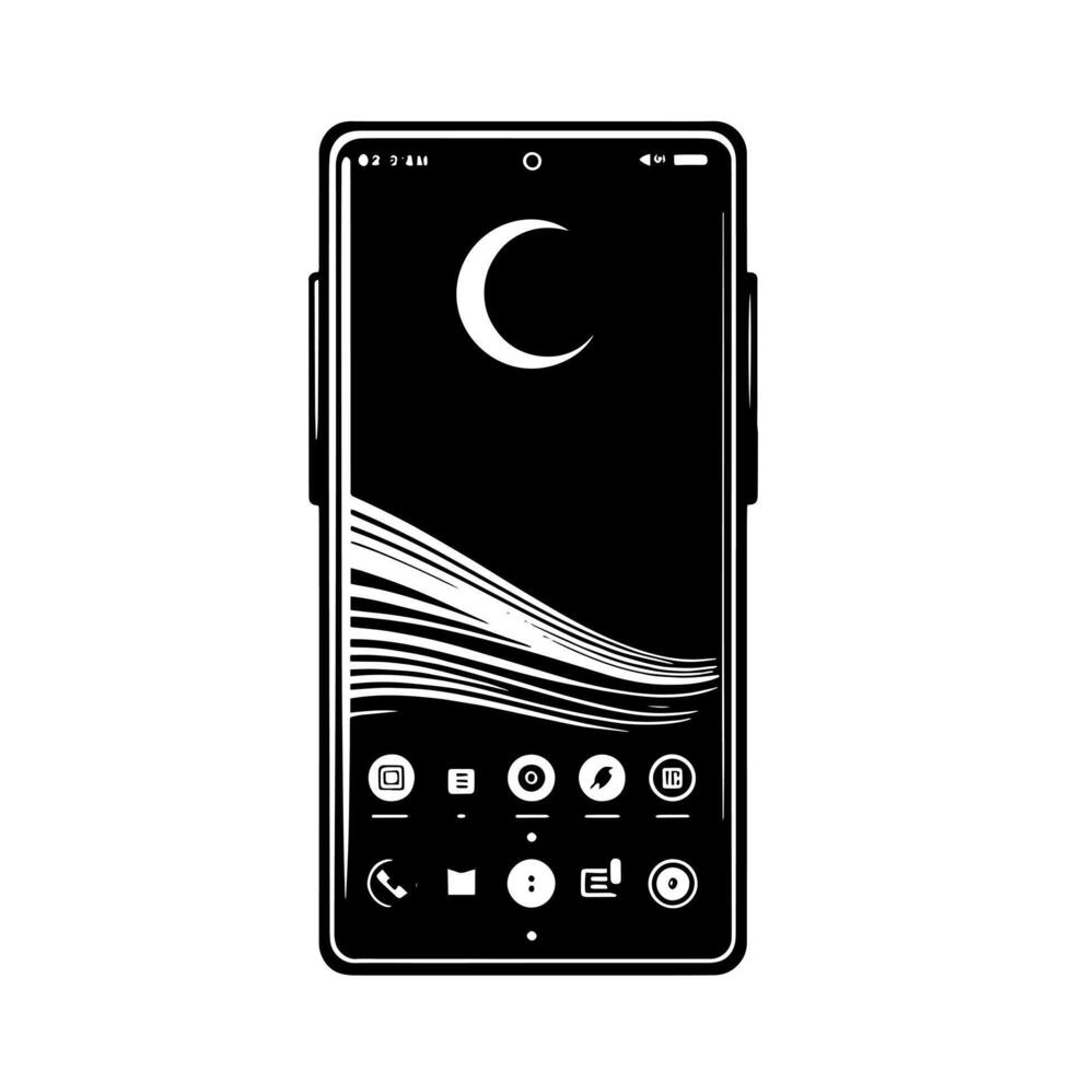 noir et blanc illustration de une téléphone intelligent iphone vecteur