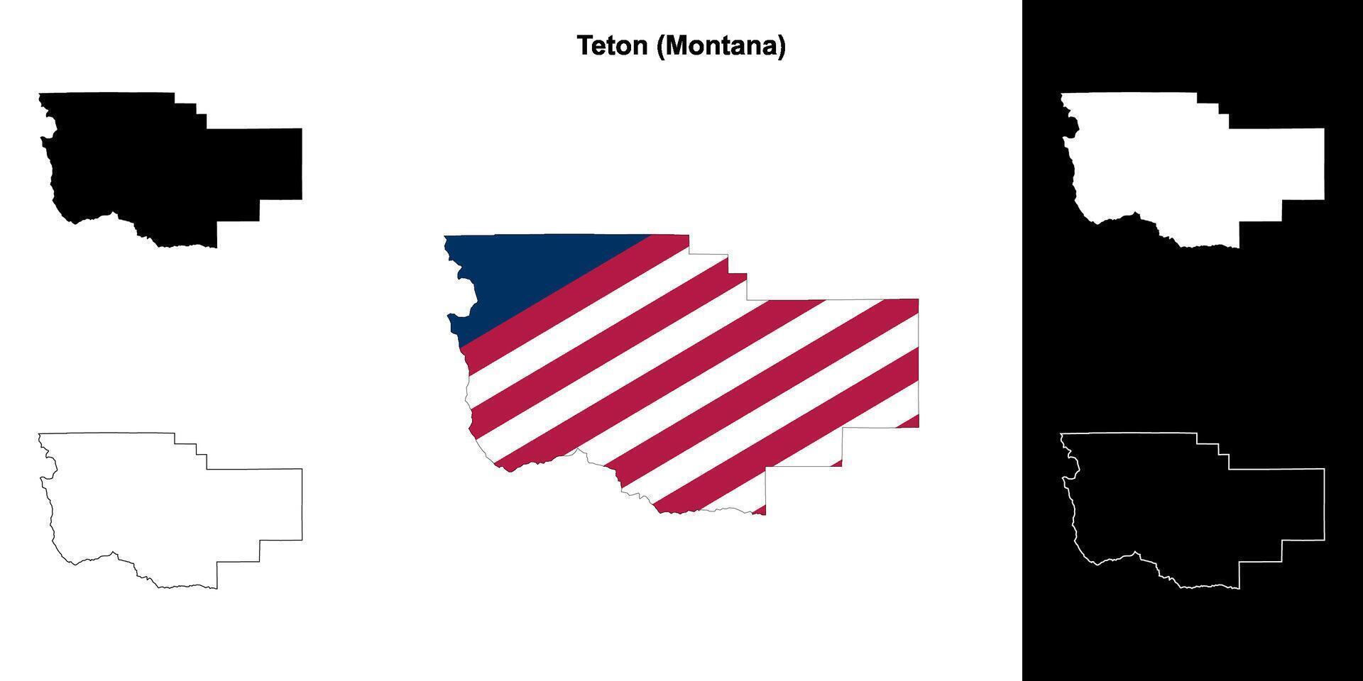 TETONS comté, Montana contour carte ensemble vecteur