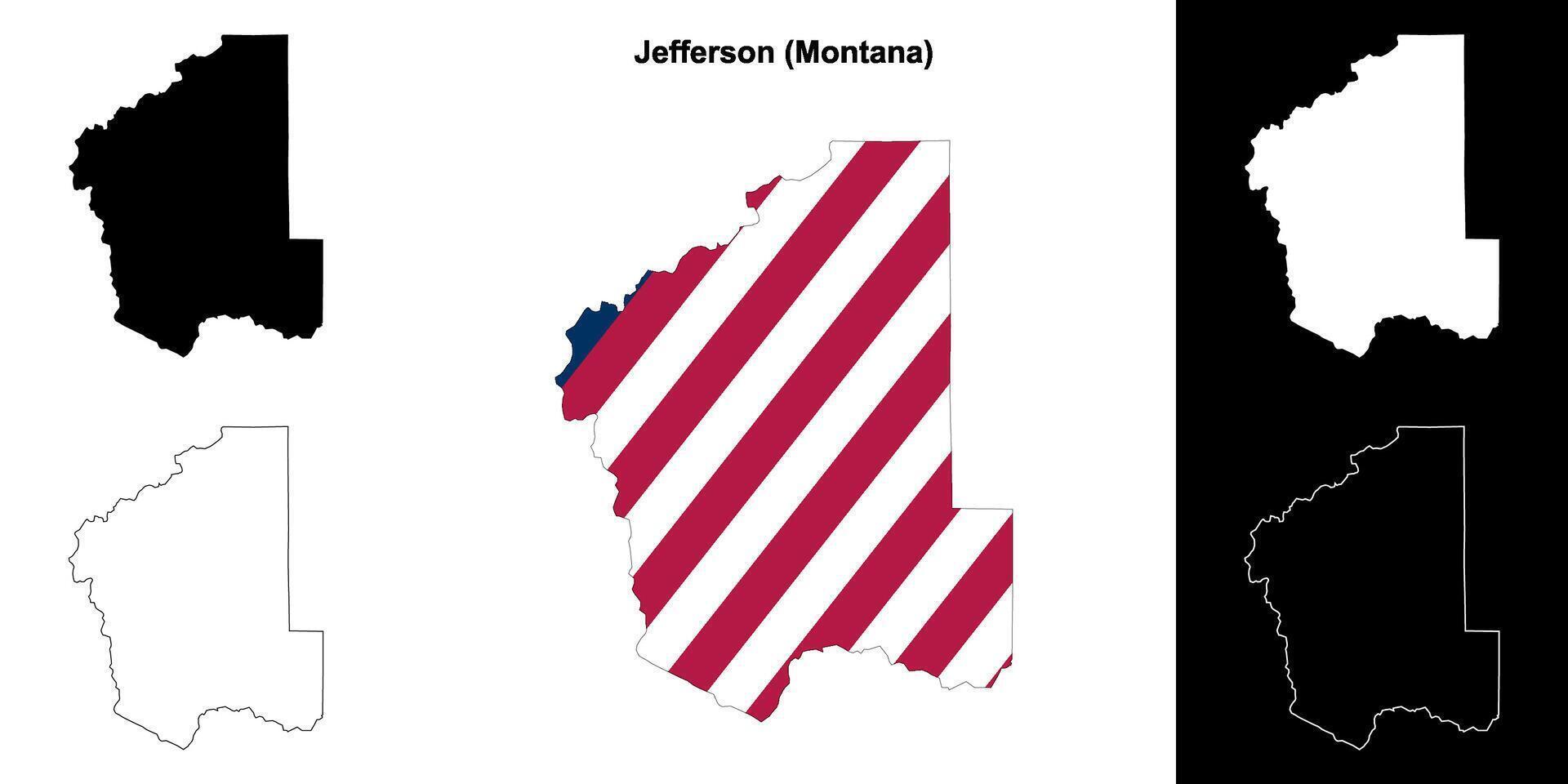 Jefferson comté, Montana contour carte ensemble vecteur