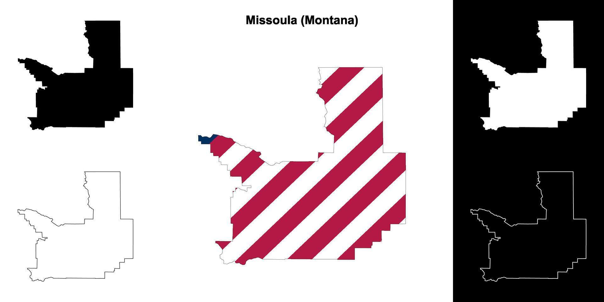 missoula comté, Montana contour carte ensemble vecteur