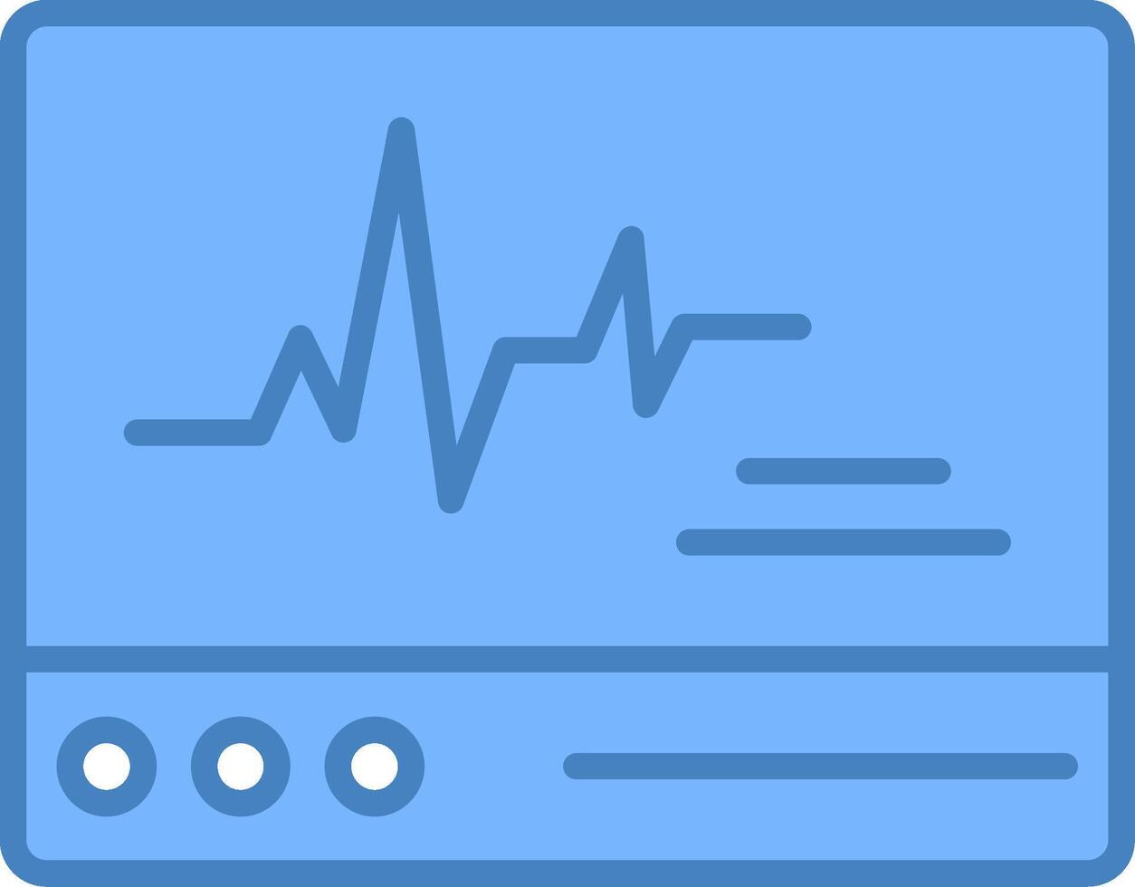 ecg moniteur ligne rempli bleu icône vecteur