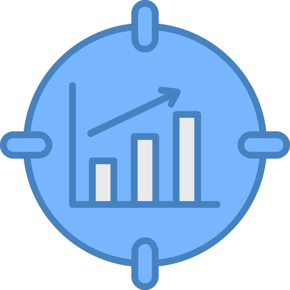Les données analytique ligne rempli bleu icône vecteur