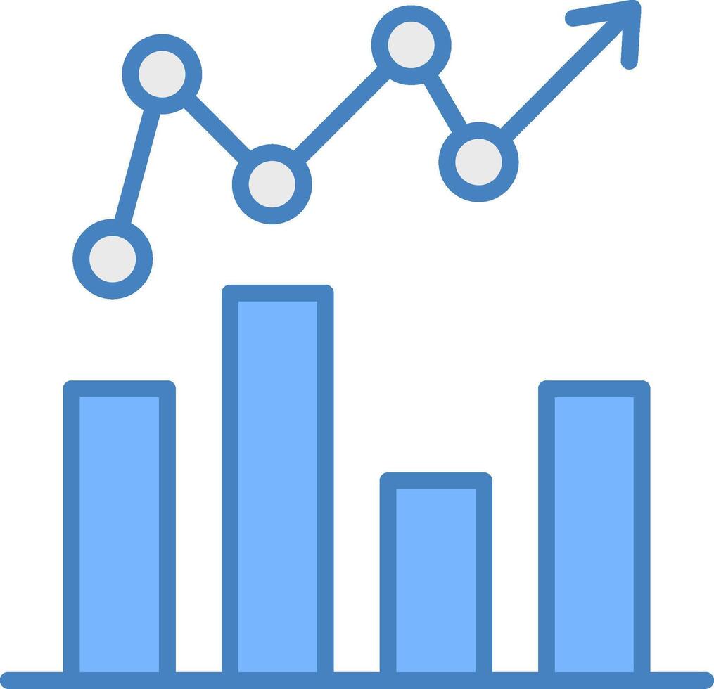 bar graphique ligne rempli bleu icône vecteur