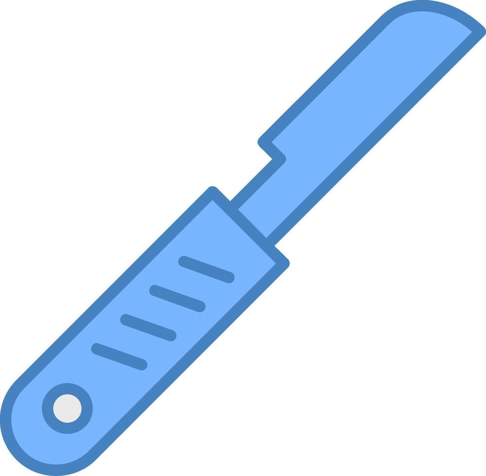 scalpel ligne rempli bleu icône vecteur