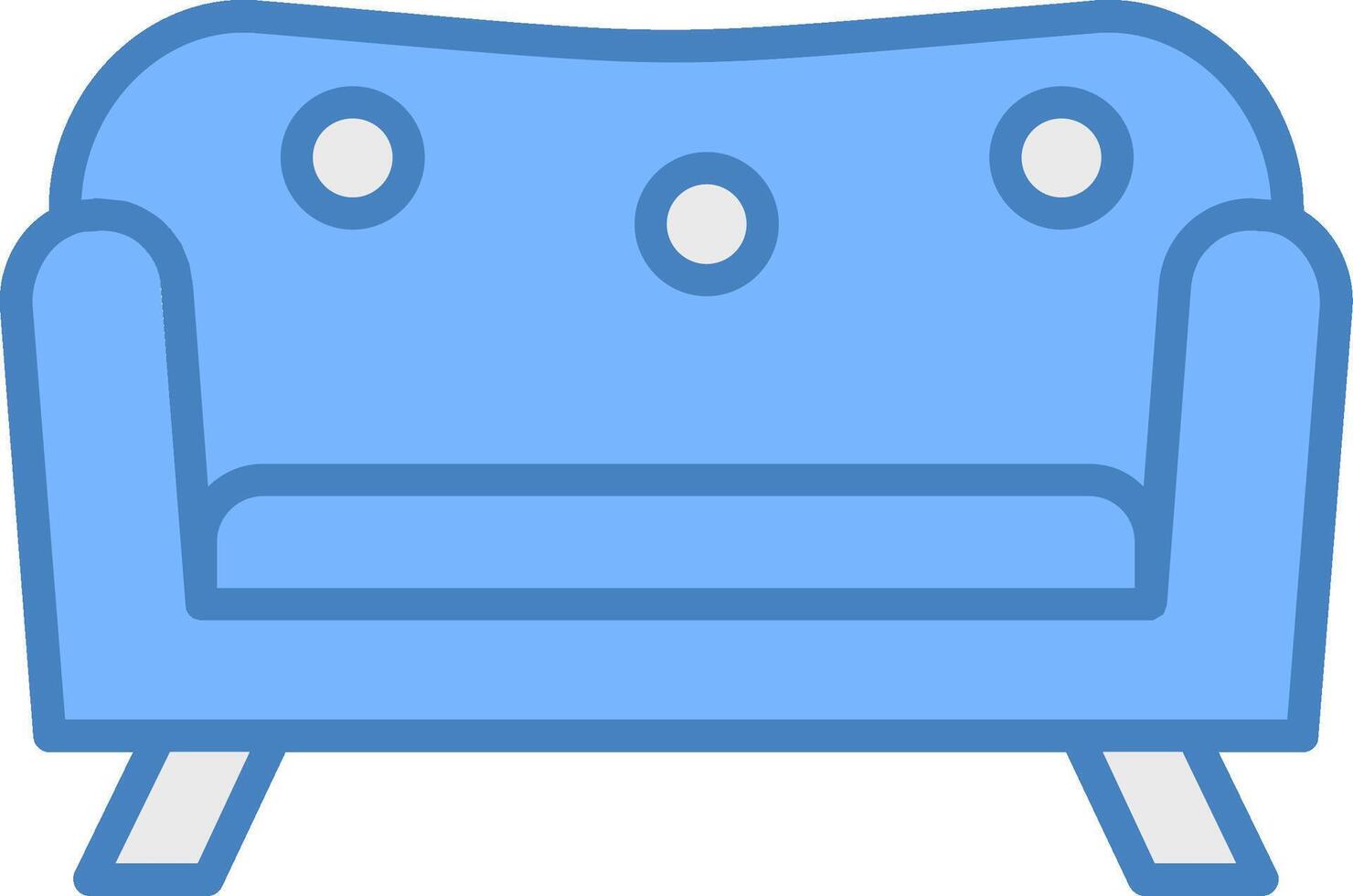 canapé ligne rempli bleu icône vecteur