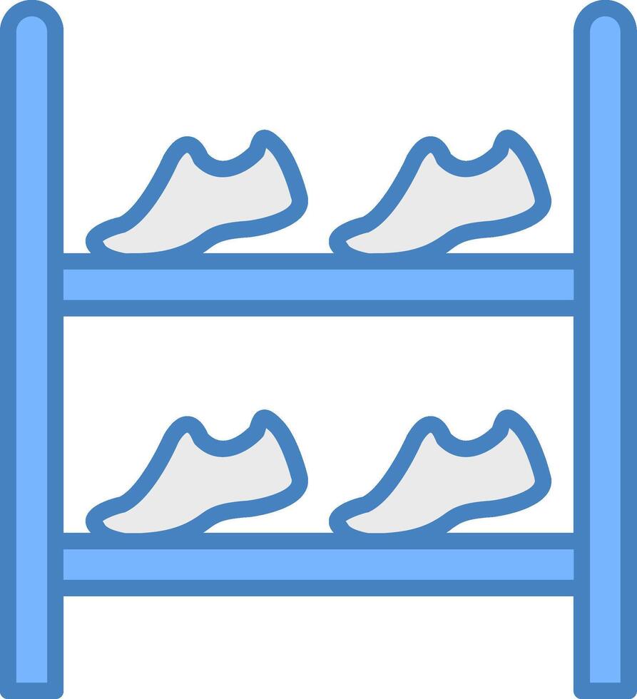 chaussure grille ligne rempli bleu icône vecteur