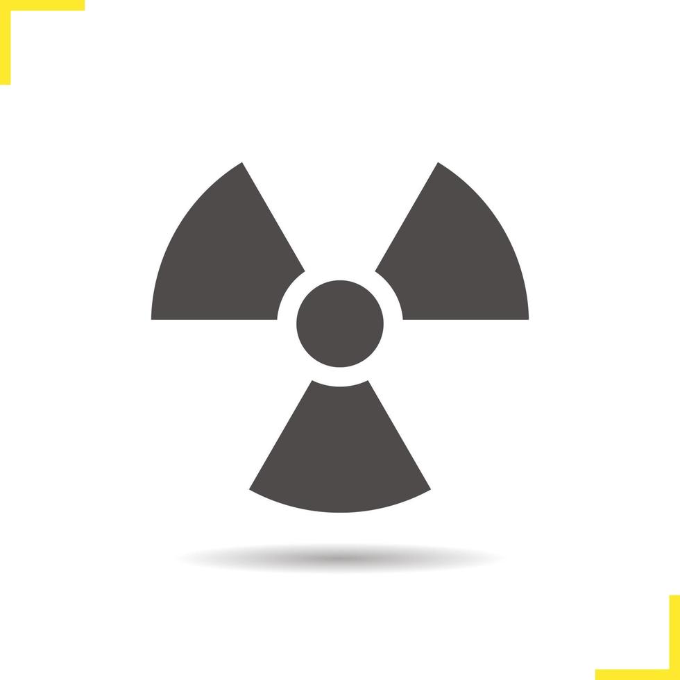 icône de signe d'énergie nucléaire. symbole de silhouette de rayonnement d'ombre portée. danger radioactif. espace négatif. illustration vectorielle isolée vecteur