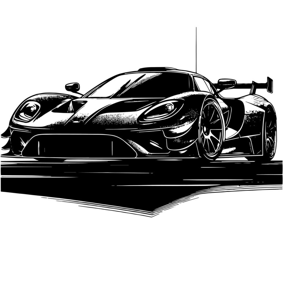 noir et blanc illustration de une hypercar des sports voiture vecteur