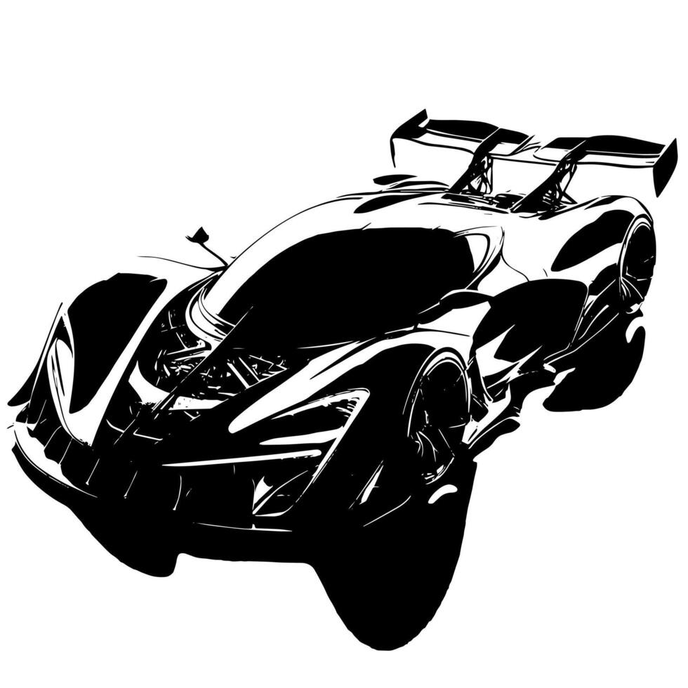 noir et blanc illustration de une hypercar des sports voiture vecteur