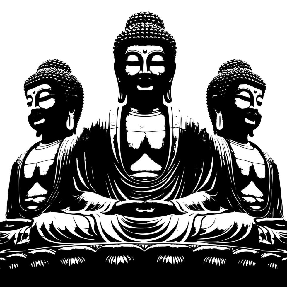 noir et blanc illustration de une Bouddha statue symbole vecteur