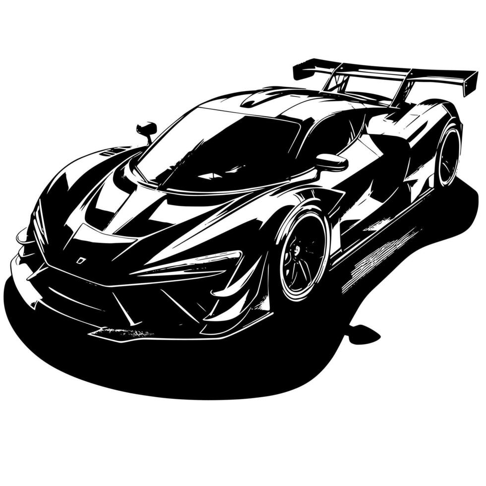 noir et blanc illustration de une hypercar des sports voiture vecteur