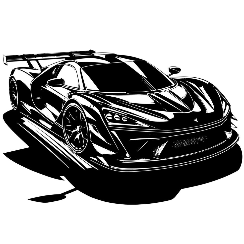 noir et blanc illustration de une hypercar des sports voiture vecteur