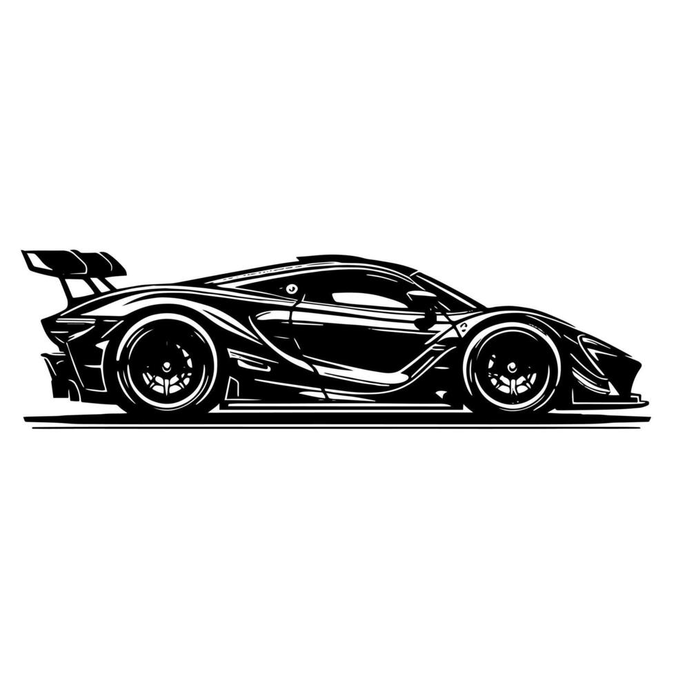 noir et blanc illustration de une hypercar des sports voiture vecteur