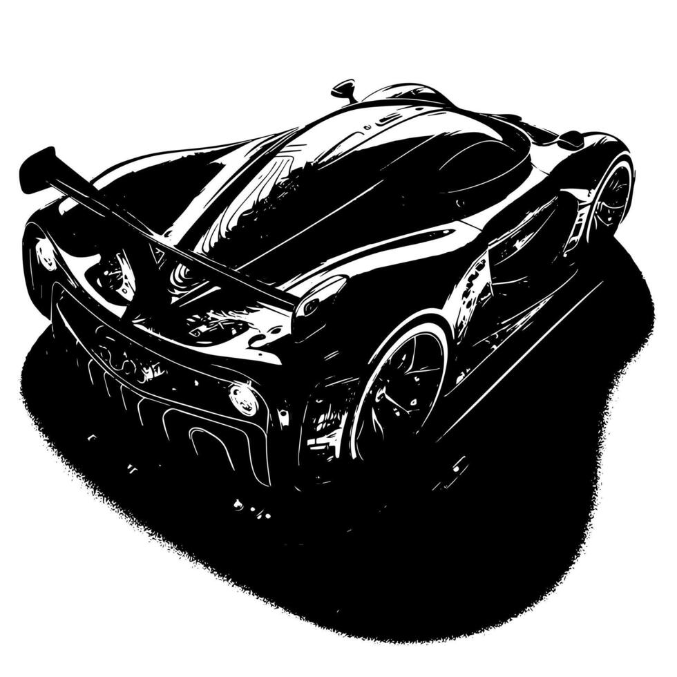 noir et blanc illustration de une hypercar des sports voiture vecteur